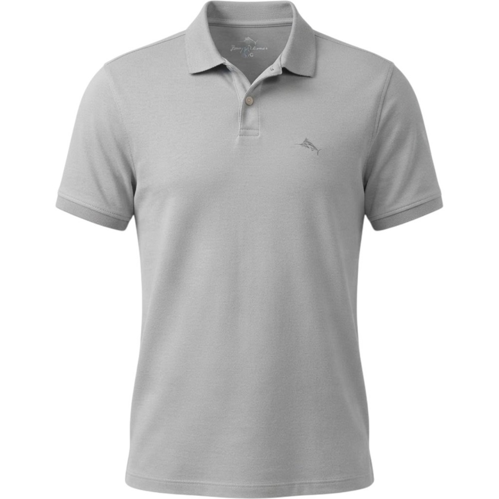 Tommy Bahama Mens Emfielder Polo Shirt Gray Short Sleeve Marlin Logo Size L